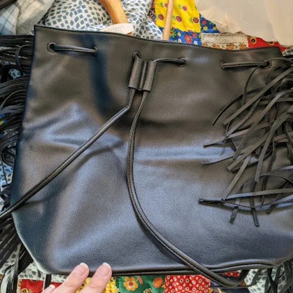 NWT Victoria's Secret Black Fringe Backpack - Picture 3 of 8